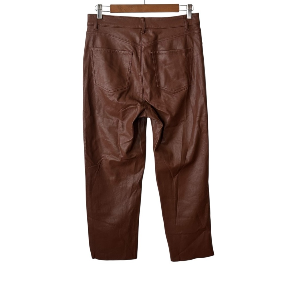 Express Vegan Leather Super High Rise Straight Pants‎ SZ 8 in Brown - Picture 4 of 9